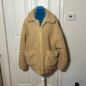 Veste en polaire sherpa chaude d'hiver pour femmes, polaire solide, doublure en polyester respirante, fermeture éclair, col rabattu, OEM - Product Image 2