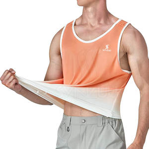 Camiseta sin Mangas de Secado Rápido para Hombre, de Alta Calidad, en Algodón y Fibra de Bambú, Tejido de Punto, Diseño Sólido, Transpirable, para Gimnasio y Entrenamiento, OEM - Product Image 4