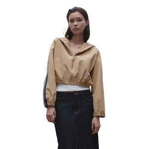 Vente en gros de crop top à capuche d'hiver personnalisé pour femmes, sexy, col rond, sans manches, surpiqûres contrastées, respirant, 100% coton molletonné - Product Image 6