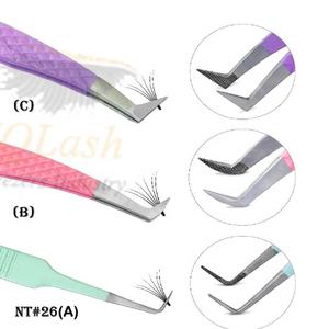 Pinzas para pestañas con punta plateada de color personalizado con etiqueta privada Pinzas para extensiones de pestañas Pinzas para pestañas con agarre de fibra - Product Image 1