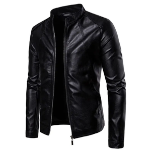 Men's <b>Genuine</b> <b>Leather</b> <b>Jackets</b> Zipper Fashion Black Dyed Out Wear Stand Collar Men's <b>Leather</b> <b>Jackets</b> Customized <b>jacket</b> for men - Product Image 2