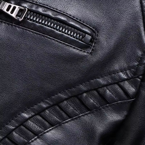 Nouveaux vêtements personnalisés en gros Vêtements d'extérieur en cuir noir élégant col montant Slim Fit Streetwear veste en cuir à la mode pour hommes - Product Image 4