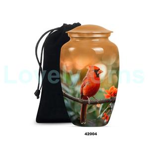 Venta caliente de aluminio grande de cremación de pájaros cardinales urna para adultos para cenizas humanas urna decorativa de tamaño completo con bolsa de terciopelo gratis - Product Image 1