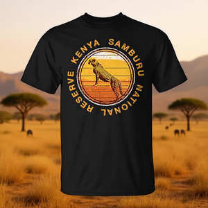 Camiseta de la Reserva Nacional de Samburu, Kenia, Unisex, Cuello Redondo, Manga Corta, Diseño Safari Africano - Product Image 3