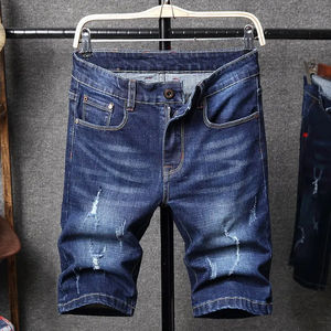 Venta al por mayor verano nuevos hombres azul claro bordado angustia Denim cargas vintage streetwear Jean shorts hombres verano cargo shorts - Product Image 6