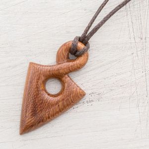 COLLIERS EN BOIS POUR FEMMES HOMMES NATUREL GRAND BOHO TRIBAL SONO Pendentif EN BOIS sur cordon réglable Collier fait main - Product Image 4