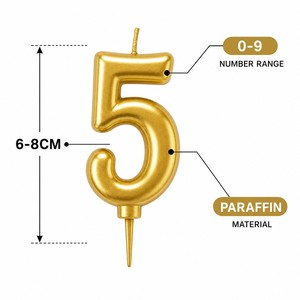 Gold Number Candles 0 1 2 3 4 5 6 7 8 9 Birthday Cake Candles Party Supplies Wholesale Bulk - Product Image 5