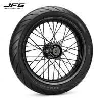 Jantes Supermoto JFG 17 pouces argentées et noires, kit de pneus 100/80-17 130/70-17 pour Surron Ultra Bee, pièces haute performance