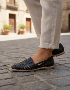 Chaussures plates Huarache pour femmes, mocassins en cuir tressé, à enfiler, légères, respirantes, tendance, chaussures de marche décontractées - Product Image 3
