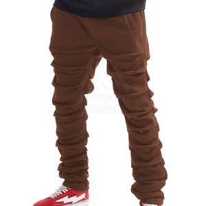 Pantalones de chándal apilados al por mayor pantalones de chándal apilados inferiores con bolsillos laterales pantalones apilados para hombre con logotipo personalizado - Product Image 2