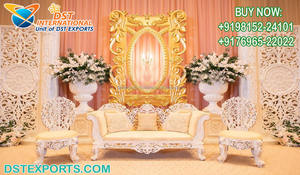 Maharaja ชุดโซฟาแกะสลักมือสำหรับงานแต่งงาน,ชุดโซฟาเวทีงานแต่งงานสีขาวทองชุดโซฟาแต่งงานเจ้าบ่าวเจ้าสาวสไตล์ฝรั่งเศส - Product Image 4