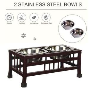 Direct usine écologique surélevé en acier inoxydable Double détachable solide bols pour animaux de compagnie anti-éclaboussures étanche chat chien nourriture - Product Image 2