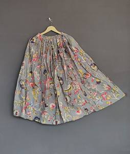 Falda Formal Larga hasta el Suelo para Mujer, Tallas Grandes, de Algodón Orgánico Hecho a Mano en Jaipur, con Estampado Floral, Cintura Natural, Transpirable y Cruzada - Product Image 1