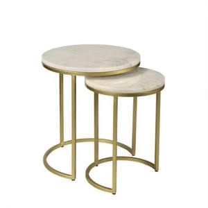 Modern Round Wooden Coffee <b>Table</b> with Metal <b>Leg</b> Set for Home Living Room Furniture - Product Image 4