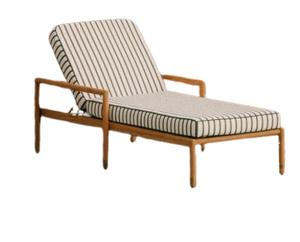 Chaise longue en bois moderne pour l'extérieur avec coussin rayé, design contemporain, mobilier de jardin durable pour la terrasse - Product Image 3