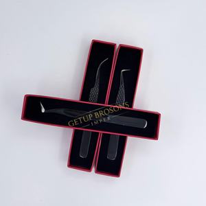 Pinzas para Extensión de Pestañas de Acero Inoxidable, Pinzas de Aislamiento con Punta de Fibra, Acabado Negro Brillante, Herramienta Profesional para Pestañas - Product Image 3