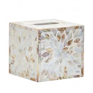 Caja de Pañuelos de Nácar, Decoración de Mesa Ecológica Hecha a Mano con Incrustaciones de Concha Natural - Product Image 2