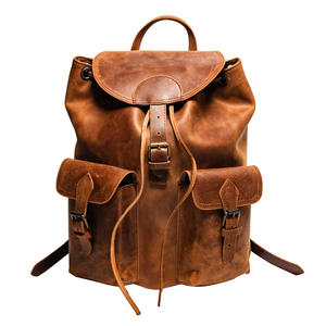 Sac à dos pour ordinateur portable unisexe en cuir véritable vintage, fermeture éclair, protection RFID, doublure en coton biologique, système de transport en maille de résine - Product Image 2