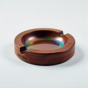 Cenicero decorativo de madera, acabado rústico, cuenco redondo, soporte para pipa, plato para fumadores, accesorios elegantes para el hogar ecológicos - Product Image 1