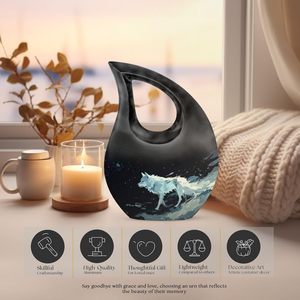 Urne en métal de loup pour cendres Urnes de crémation pour femmes Urnes de crémation pour cendres humaines Mini urnes Adulte Homme Petit pour cendres humaines Taille personnalisée - Product Image 4