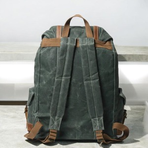 Sac à dos de luxe en cuir et toile durable, écologique, pour la randonnée en plein air, l'école, le travail, les voyages, élégant, unisexe, multi-poches, vintage - Product Image 5