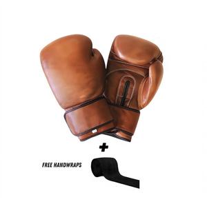Guantes de Kickboxing de piel de vaca de cuero marrón vintage Guantes de boxeo de entrenamiento MMA San Valentín Navidad - Product Image 4