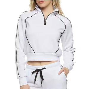 Conjunto Casual de Alta Calidad para Mujer, Sudadera con Capucha y Media Cremallera con Logotipo Personalizado, Pantalones, Conjunto de Dos Piezas a la Moda, 100% Algodón - Product Image 1