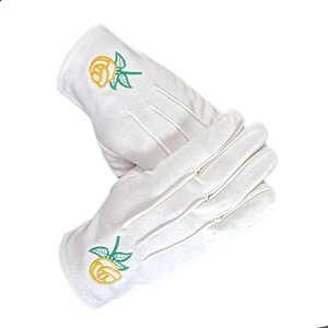 Guantes Masónicos de Algodón Suave, 100% Algodón, Logotipo Bordado Personalizado, Blancos, Cómodos, Antiencogimiento, Secado Rápido - Product Image 5