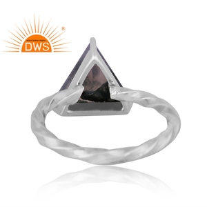 Best Selling Oxidized Sterling Silver Natural Green <b>Moss</b> <b>Agate</b> Gemstone Triangular Design Stackable <b>Ring</b> Jewelry Manufacturer - Product Image 4