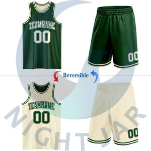 Maillot de combinaison de basket-ball à sublimation double face réversible personnalisé vert crème - Product Image 2