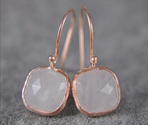 Pendientes de jaspe dálmata Natural de plata de ley hechos a mano únicos 8X10MM forma rectangular regalo de compromiso estilo Vintage para mujer - Product Image 1