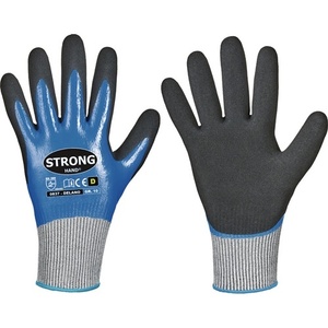 Guantes Delano Resistentes a Cortes, Color Azul Oscuro/Negro, Talla 9, EN 388, Categoría II EPP, Paquete de 12 Pares STRONGHAND para Protección en el Jardín - Product Image 1