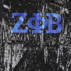 เสื้อยืดแขนยาวผ้าคอตตอน100ปักเลื่อมสำหรับผู้หญิงลาย Zeta phi Beta เสื้อชูชีพสไตล์กรีกลำลองสีดำแวววาว - Product Image 6