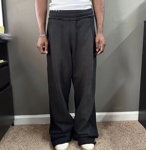 Pantalon de survêtement large pour homme, taille élastique, en coton, décontracté, style automne, tissu tricoté respirant - Product Image 2