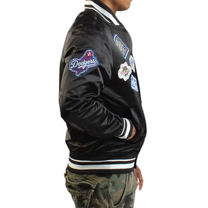 แจ็คเก็ตวาร์ซิตี้แบบมีซิปหน้า ผ้าซาติน ลายปะติดเคลือบสีดำ สไตล์สตรีทแวร์สำหรับฤดูใบไม้ผลิ 男女兼用 กันน้ำ ระบายอากาศ กันลม - Product Image 3