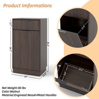 Armoire à déchets inclinable Walnut de 10 gallons, armoire de rangement pour poubelle dissimulée à texture ondulée pour cuisine, salle de bain, petit espace