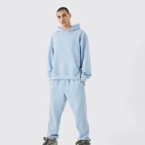 Ensemble de survêtement de qualité supérieure, imprimé à l'écran, 100% coton, sweat-shirt à capuche et pantalon empilé, dernier design 2025 - Product Image 1