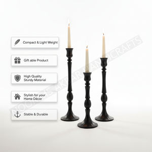 Soporte de vela de Metal decorativo de aluminio negro de lujo de diseño moderno soporte de estilo niquelado decoración del hogar de boda calidad de exportación - Product Image 3