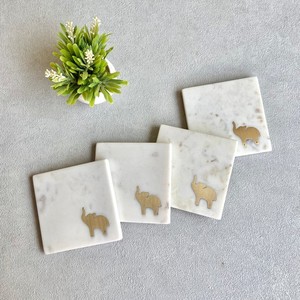 Sous-verres en laiton marbré à motifs Sous-verres en pierre de luxe pour tasse à thé Sous-verres en pierre de marbre et incrustation de métal Taille personnalisée - Product Image 5