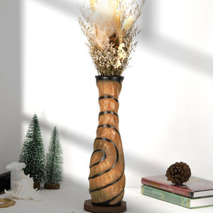 Jarrón de mesa de madera rústico hecho a mano para decoración del hogar, centro de mesa para sala de estar o regalo de inauguración de la casa - Product Image 1