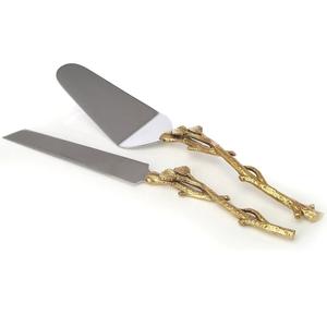 Servidor de Pastel de Acero Inoxidable Hecho a Mano, Juego de Espátula y Cuchillo para Servir Postres de Metal Dorado de Primera Calidad para Bodas, Hoteles y Restaurantes - Product Image 1