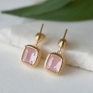 Boucles d'oreilles pendantes en argent sterling 925 faites à la main en quartz rose véritable pierre précieuse fil fin diamant et perle pour les mariages et les fêtes - Product Image 6