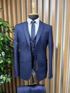 Traje de élite de tela tejida de poliéster y viscosa hecho a medida con el último diseño más vendido, traje de boda para novio y negocios para hombre - Product Image 5