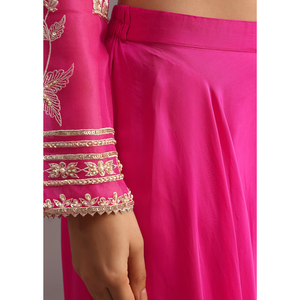 Costume de travail rose Resham Kurti Palazzo, vente en gros de vêtements ethniques pour femmes, vêtements d'origine, tenue de fête personnalisée de fournisseur d'usine - Product Image 6