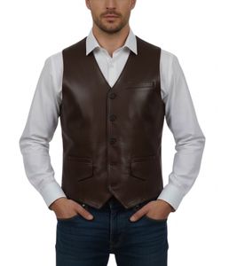 Chaleco de Cuero Genuino Premium para Hombre, Estilo Clásico con Cuello en V - Product Image 4