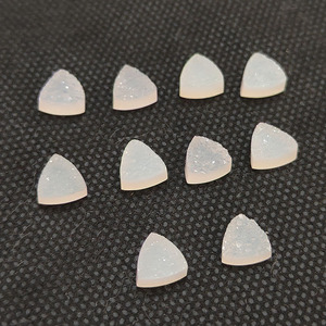 Natural White Druzy Agate Crystal 8x8mm Trillion Flat 2.2cts Loose <b>Jewelry</b> Making Silver Cabochons Pear Druzy Stones Supply - Product Image 4