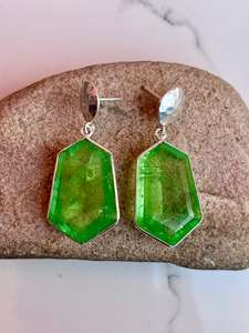 Pendiente colgante de piedras preciosas de peridoto de plata de ley 925, hermoso pendiente verde, joyería de plata elegante para mujer - Product Image 2