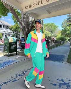 ชุดวอร์มสไตล์วินเทจของผู้ชายชุดฮิปฮอปกันลมแจ็คเก็ต2ชิ้นชุดฮาโลวีนลำลองชุดฝึกซ้อมฤดูหนาว/ฤดูใบไม้ร่วง - Product Image 5