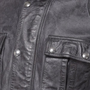 เสื้อแจ็คเก็ตหนังแท้คอตั้งสำหรับผู้ชายเสื้อคอลเลกชั่นสำหรับฤดูหนาวโลโก้แบบปรับแต่งได้ - Product Image 6