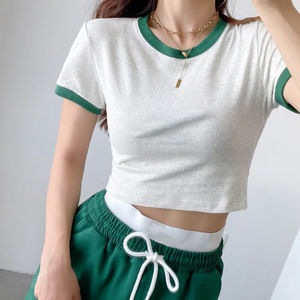 Camisetas Ringer de dos tonos para mujer, camisetas Ringer personalizadas para mujer, camisetas cortas transpirables de manga corta directas de fábrica, camisetas Ringer - Product Image 3